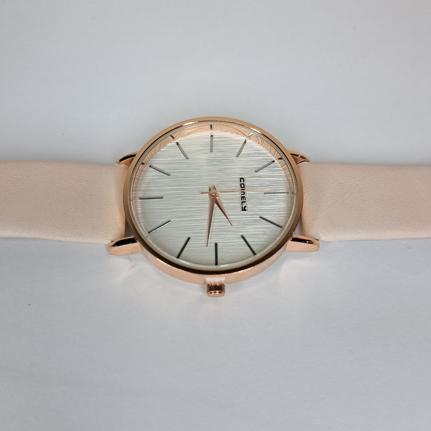 Comly - Gold - White Leather Strap