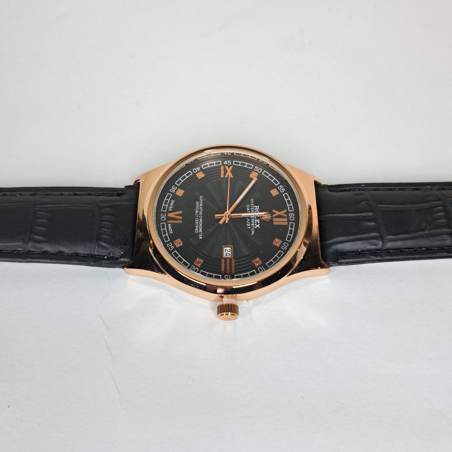 Rolex - Oyster - Gold - Black Faux Leather Strap
