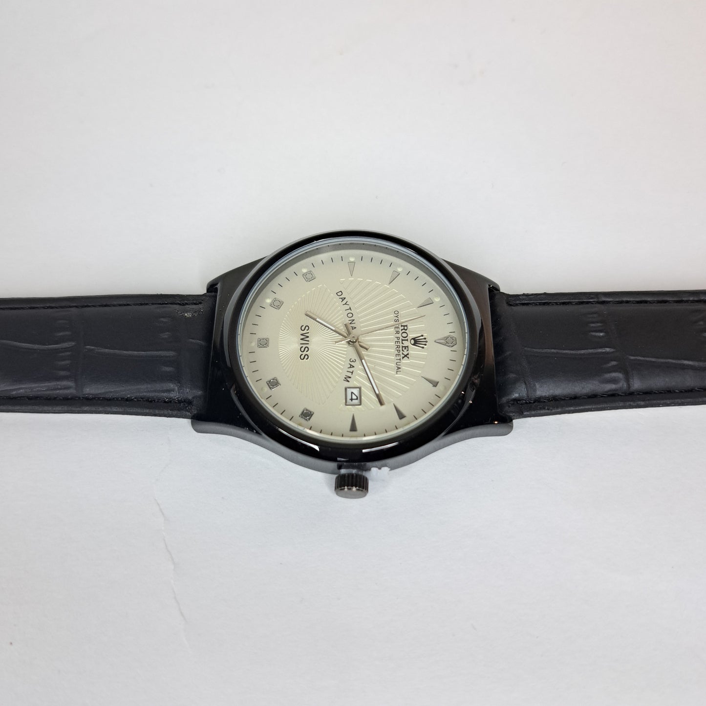 Rolex - Oyster DAYTONA - Black - Black Faux Leather Strap (SW)