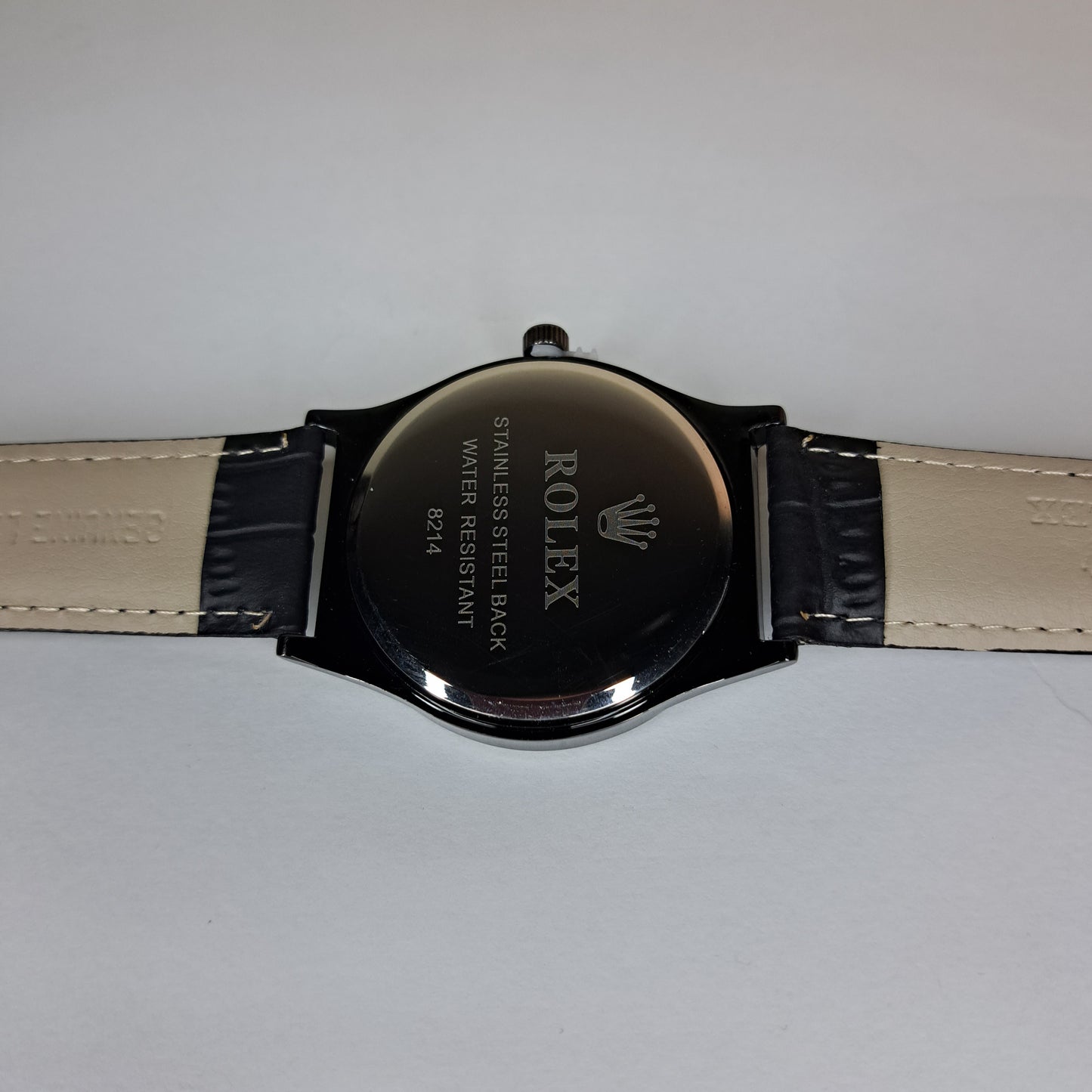 Rolex - Oyster - Black - Black Faux Leather Strap