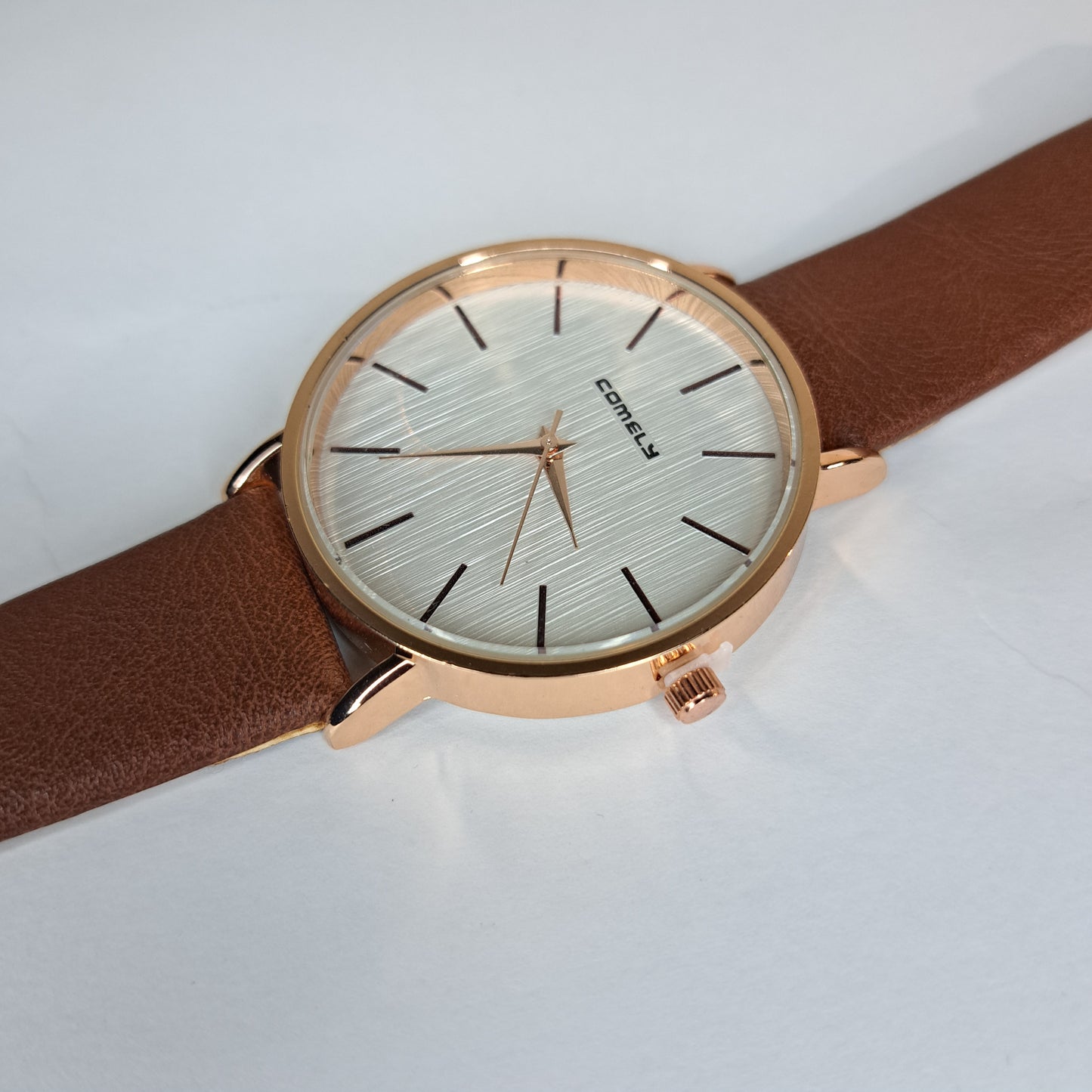 Comly - Gold - Brown Leather Strap