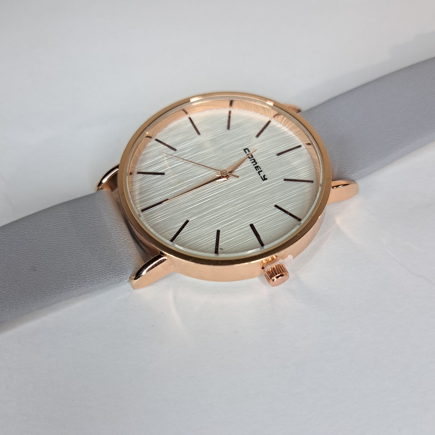 Comly - Gold - Grey Leather Strap