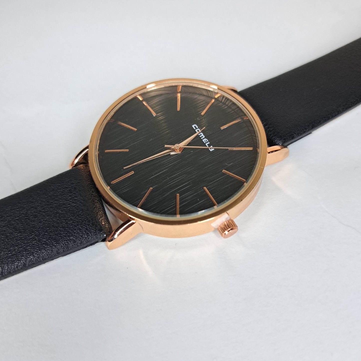 Comly - Gold - Black Leather Strap (Black Dial)