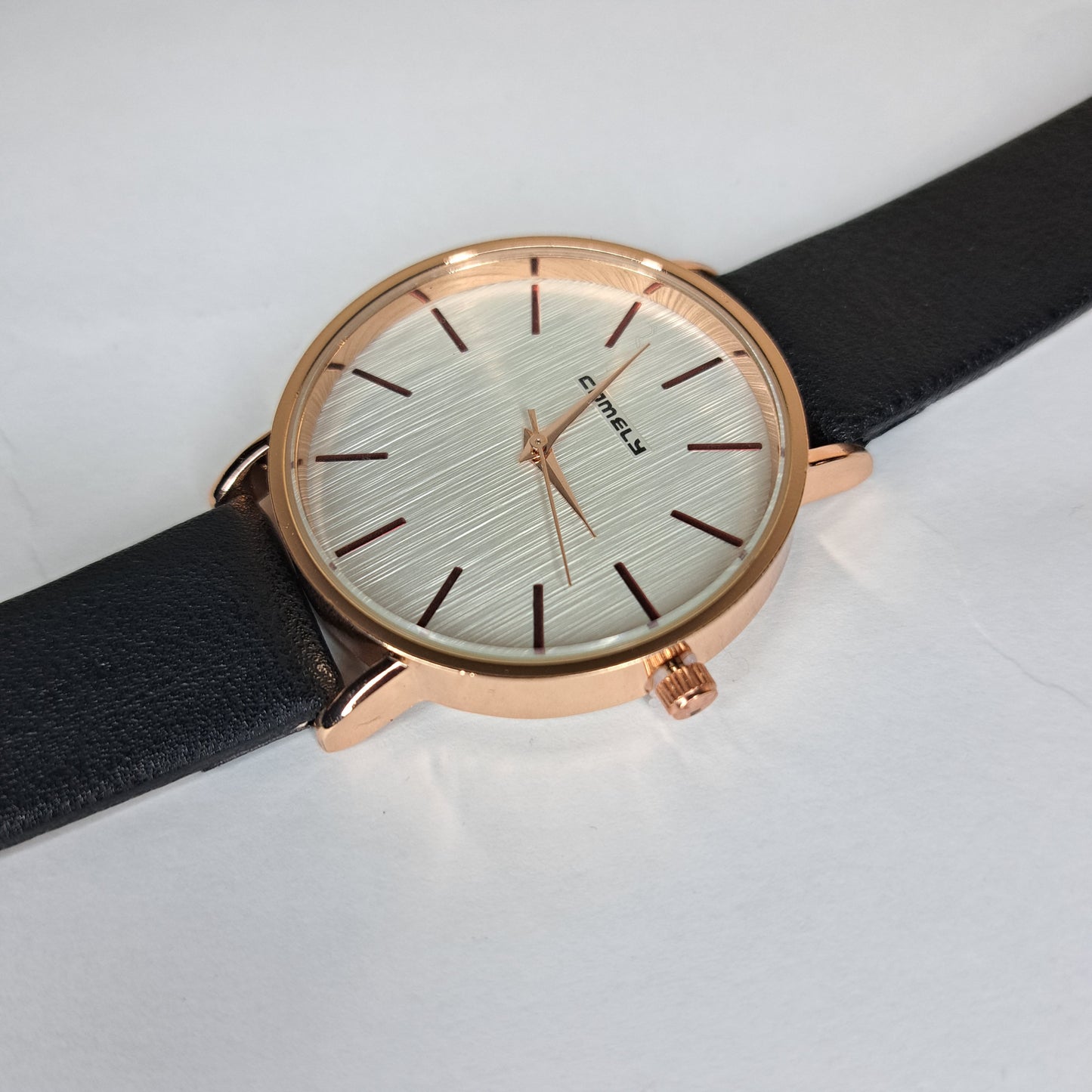 Comly - Gold - Black Leather Strap