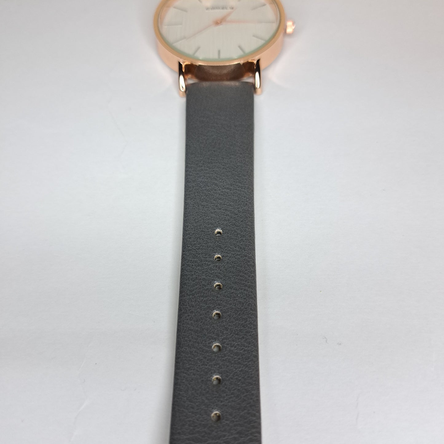 Comly - Gold - Dark Grey Leather Strap