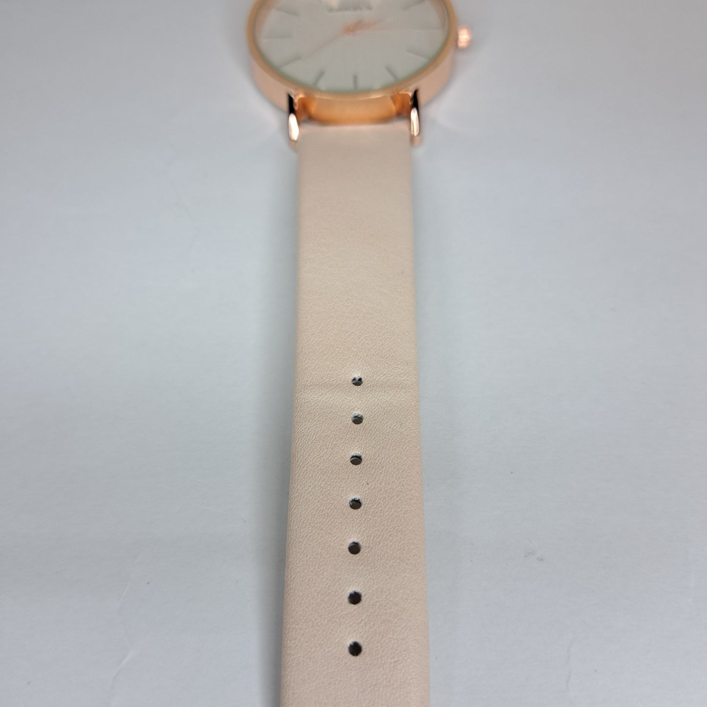 Comly - Gold - White Leather Strap