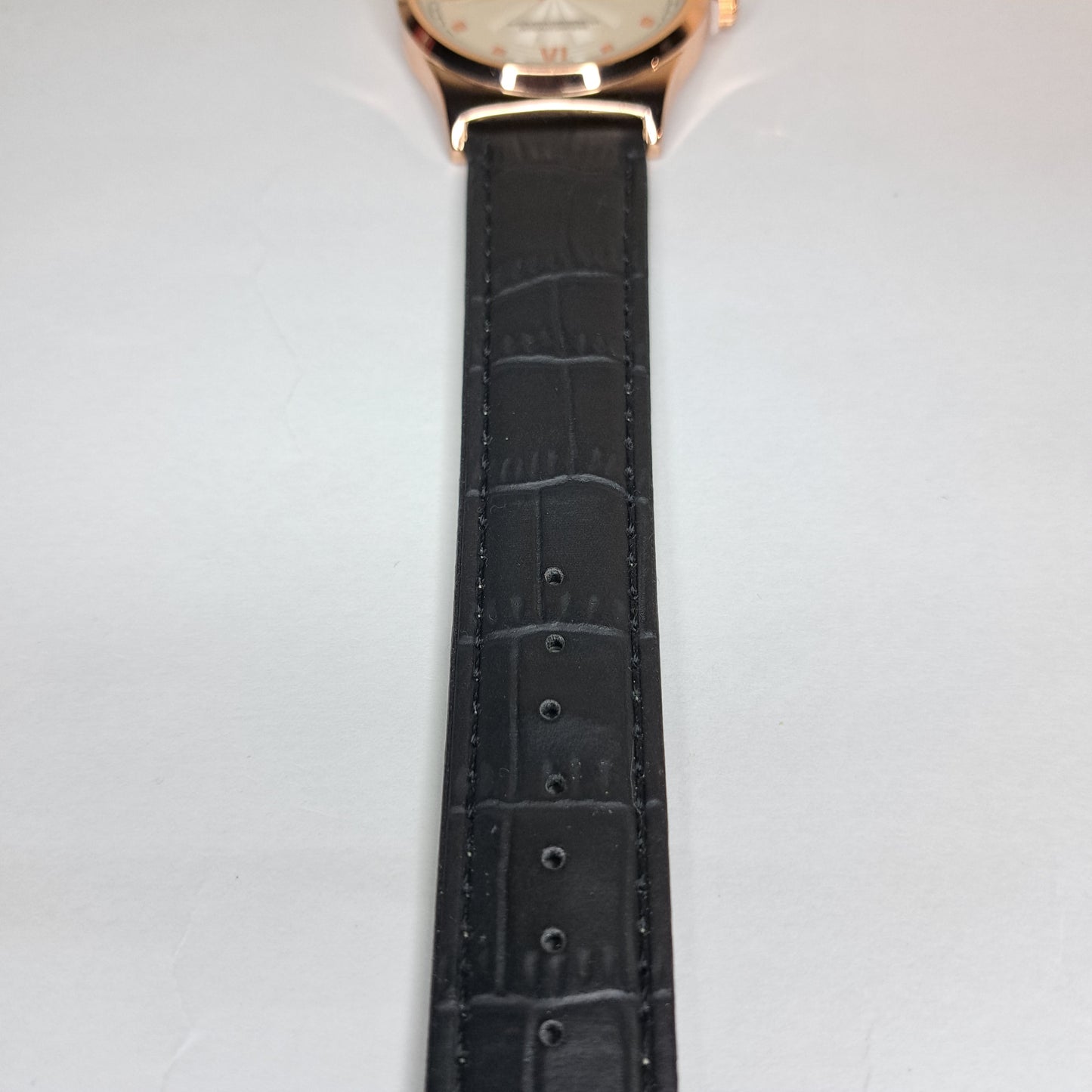 Rolex - Oyster - Gold - Black Faux Leather Strap (Ivory Dial)