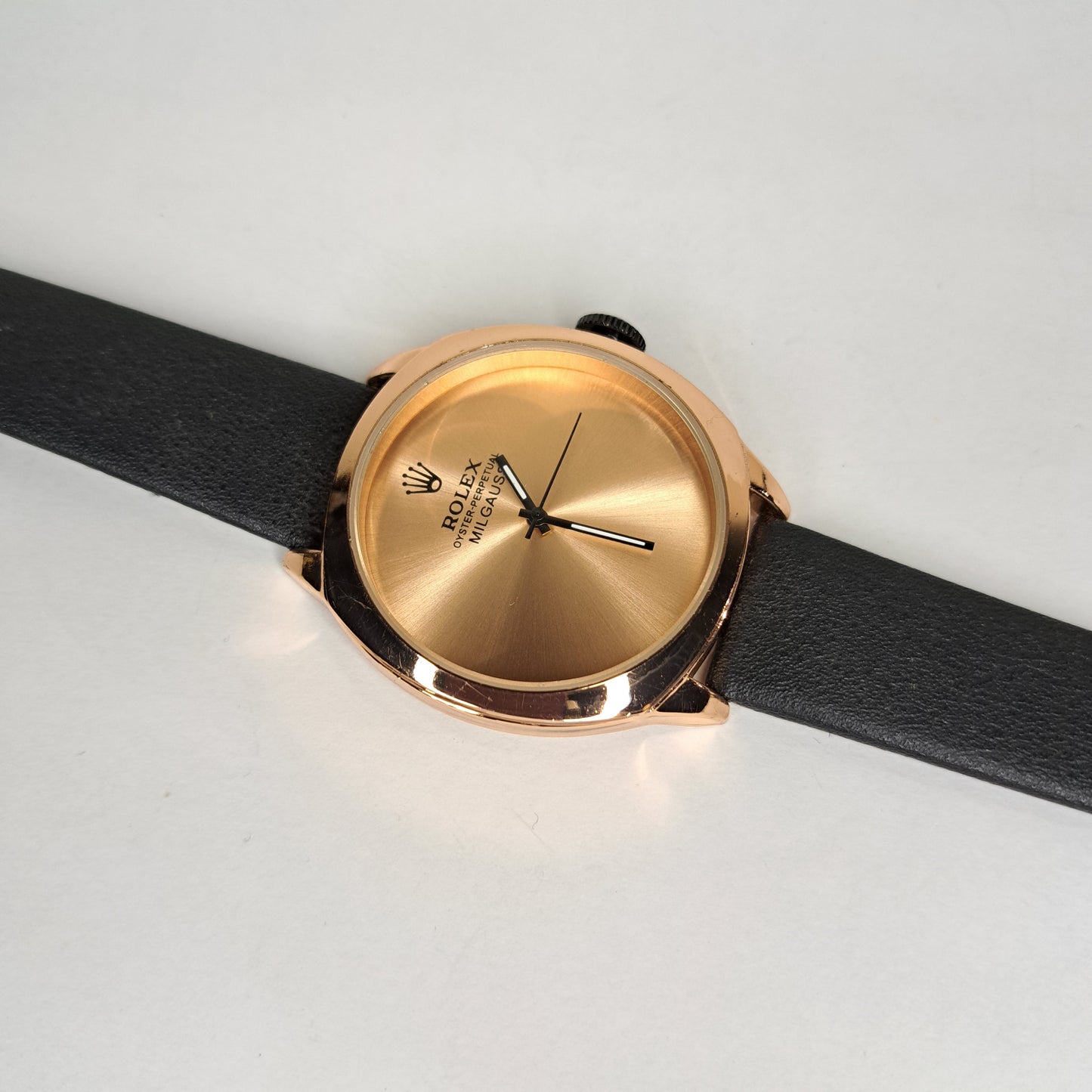 Rolex Plain MILGAUSS - Gold - Black Faux Leather Strap