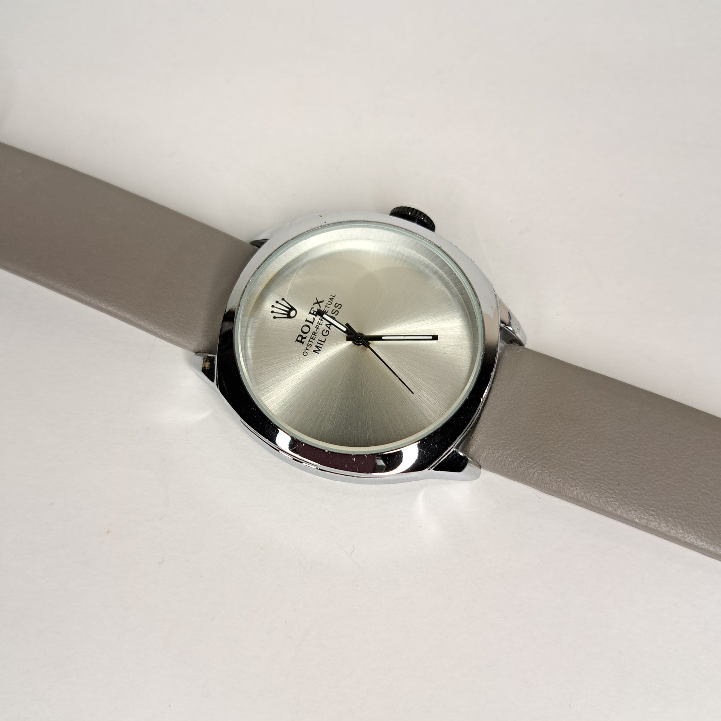 Rolex Plain MILGAUSS - Silver - Grey Faux Leather Strap