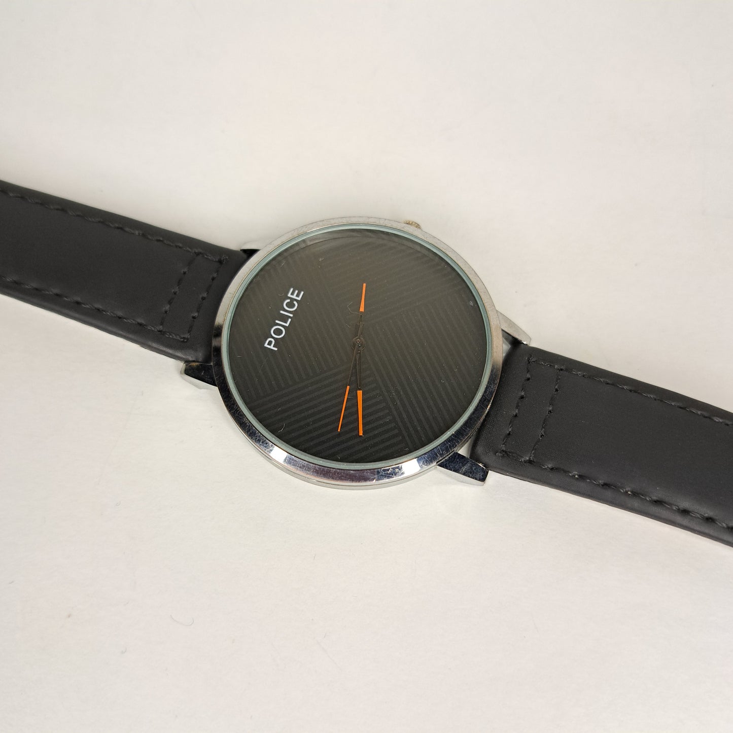 Police - Silver - Black Faux Leather Strap