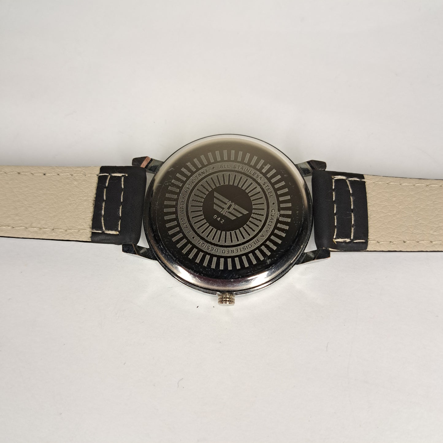 Police - Silver - Black Faux Leather Strap