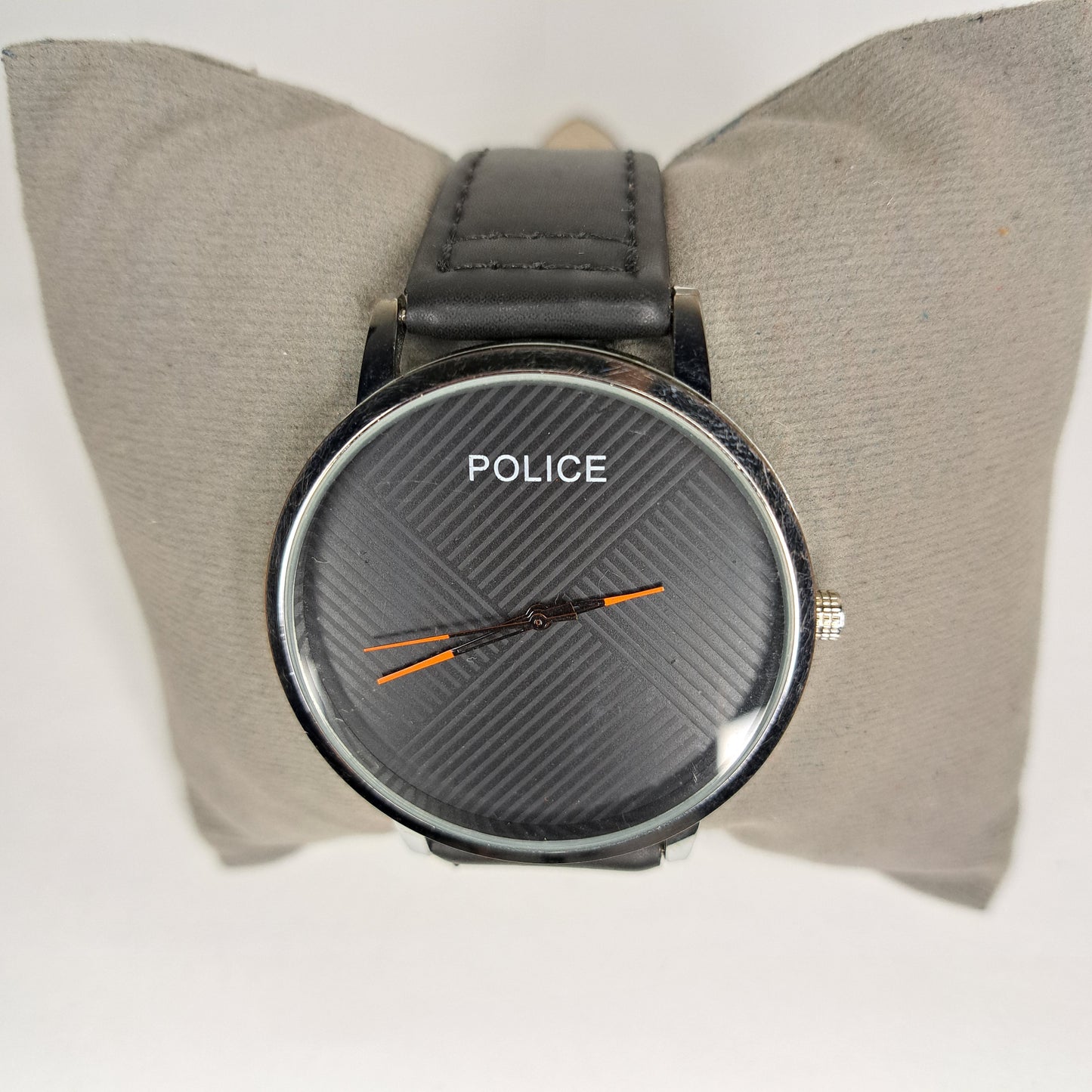Police - Silver - Black Faux Leather Strap