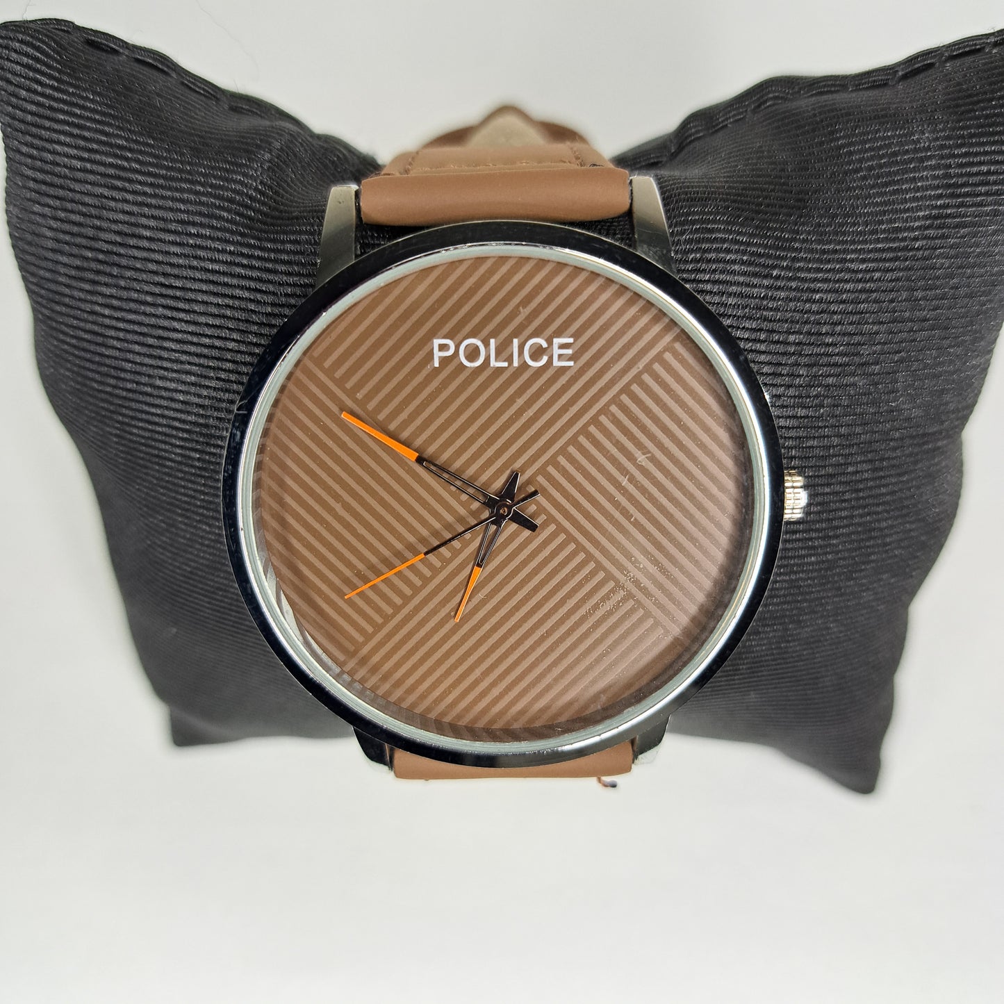 Police - Silver - Brown Faux Leather Strap