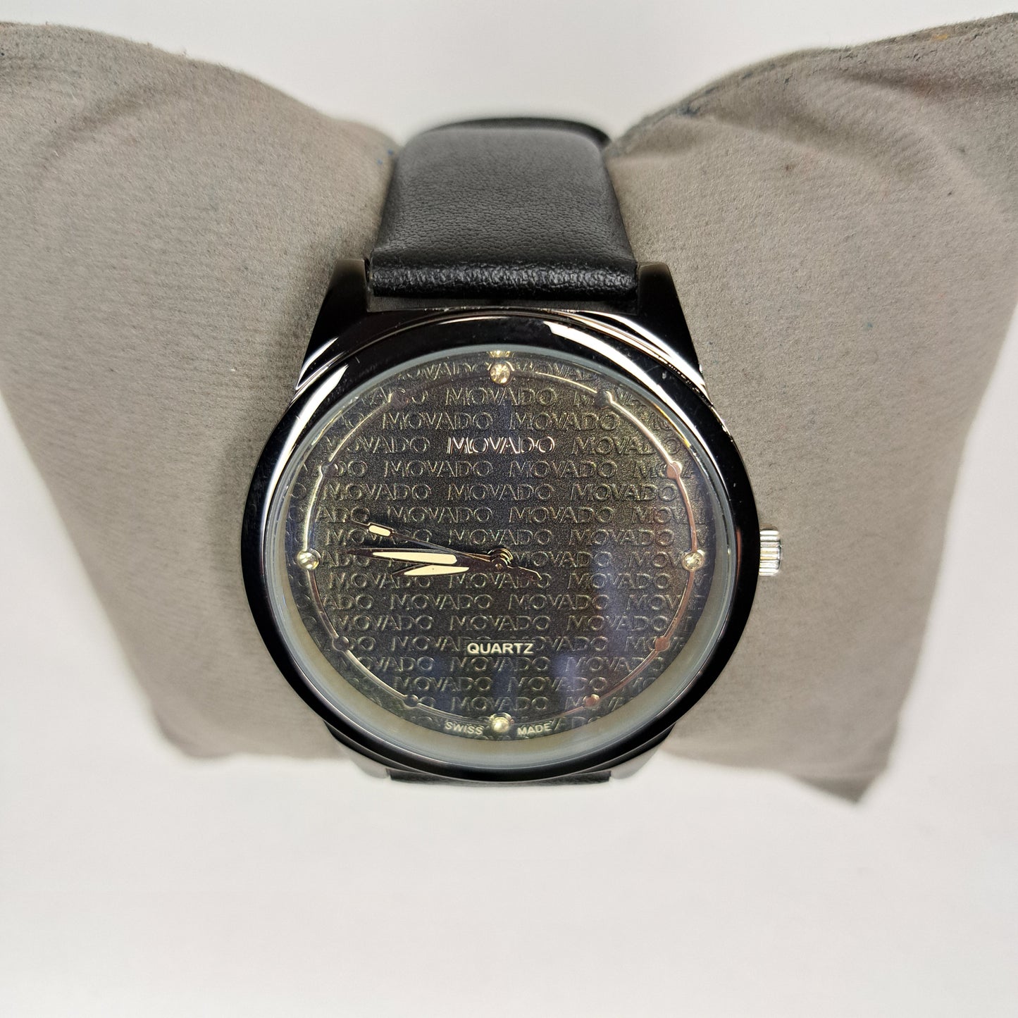 Movado - Black - Black Faux Leather Strap