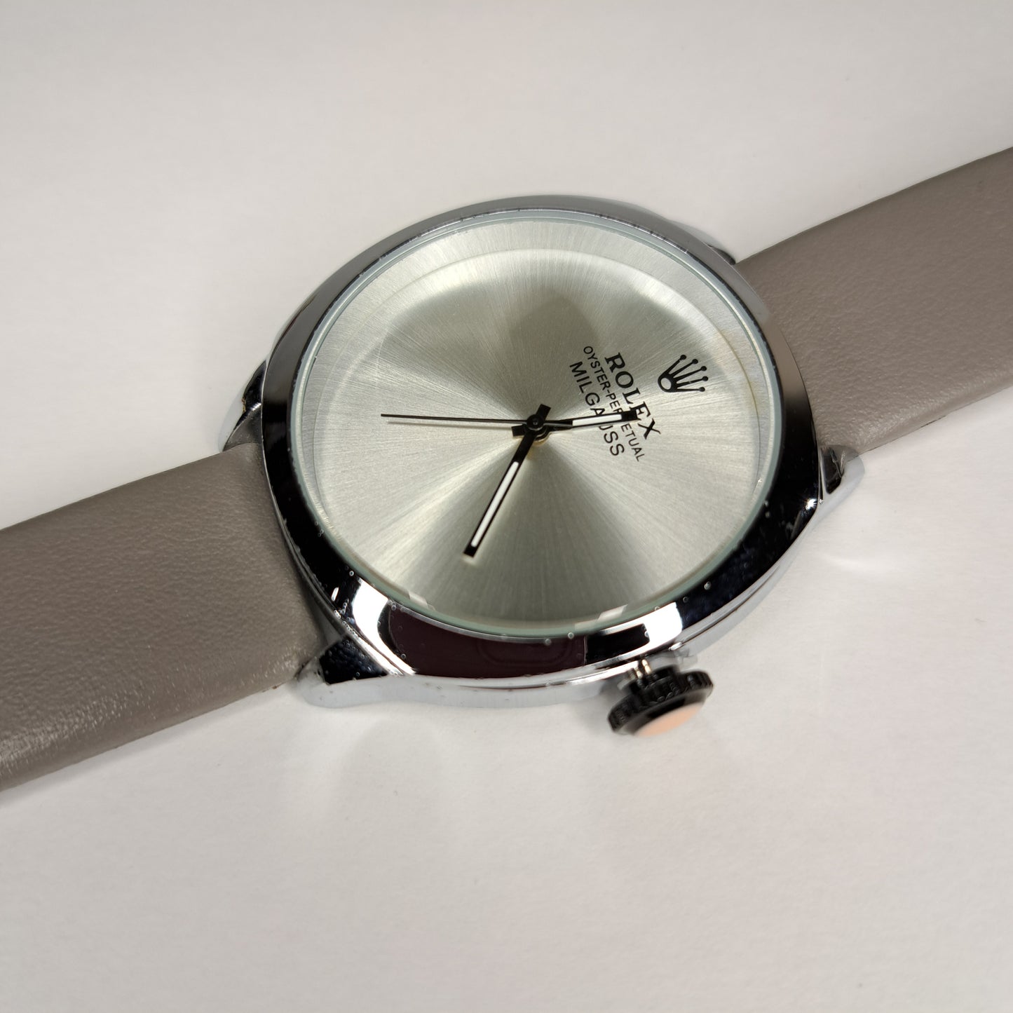 Rolex Plain MILGAUSS - Silver - Grey Faux Leather Strap