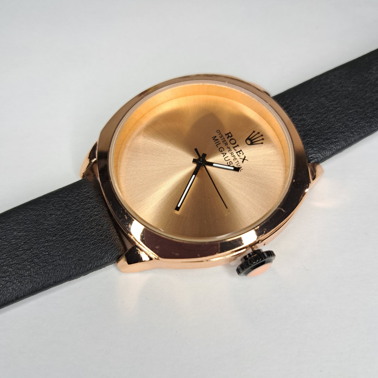 Rolex Plain MILGAUSS - Gold - Black Faux Leather Strap