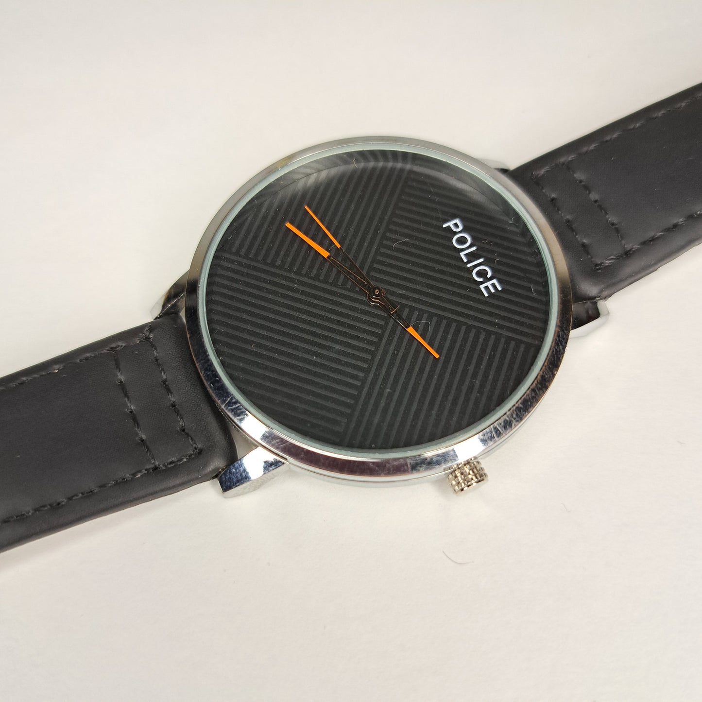 Police - Silver - Black Faux Leather Strap
