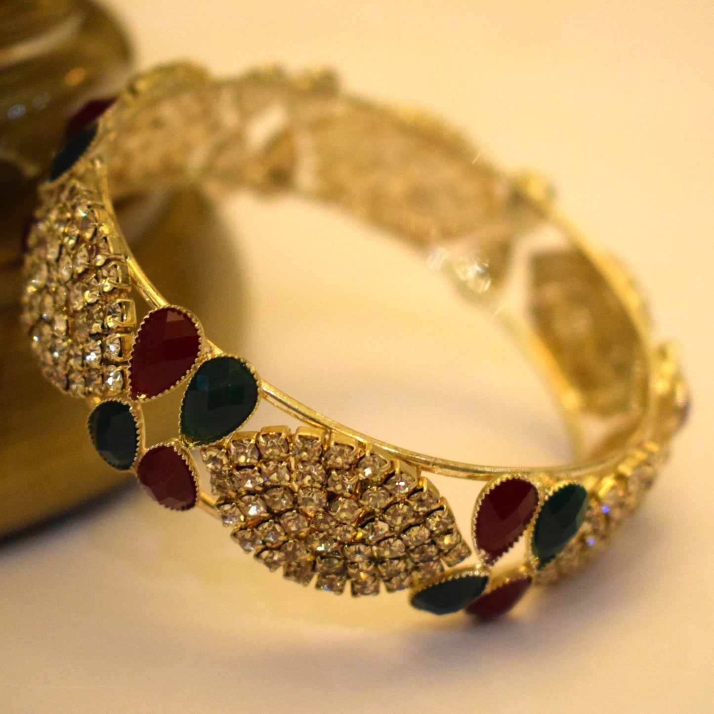 Metal Gem Bangle - Gold - Size 2.5