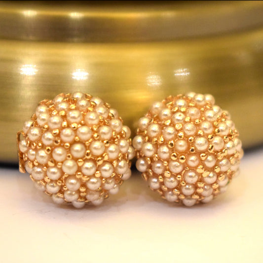 Pearl Ball Earrings - Gold