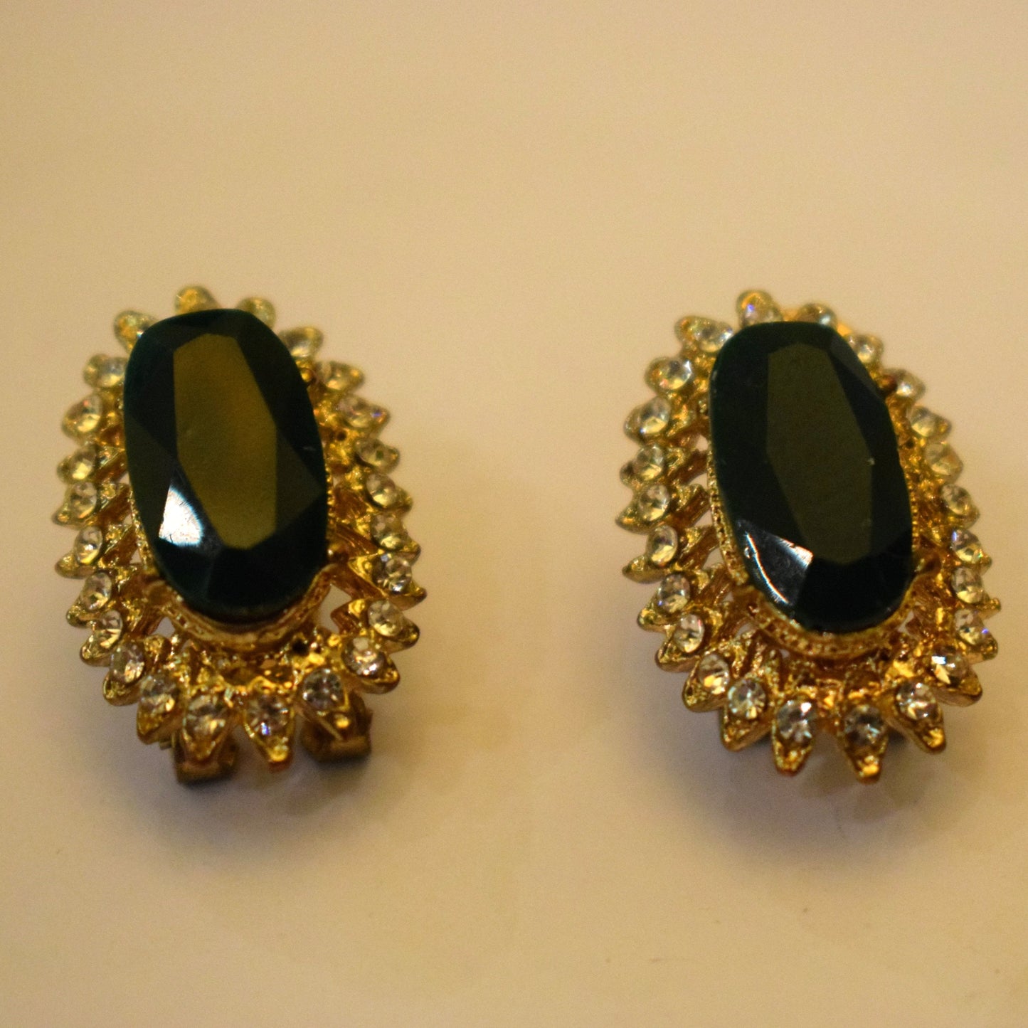 Brown Geometric Rhinestone Earrings - Gold