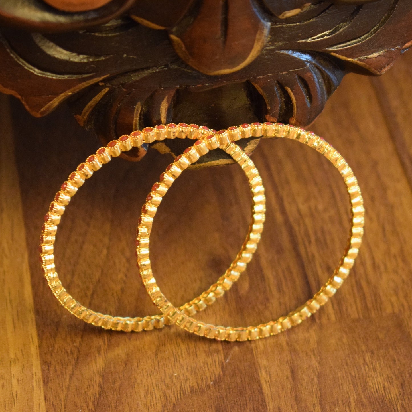 Red gem & Golden bangles - Size (2.5)