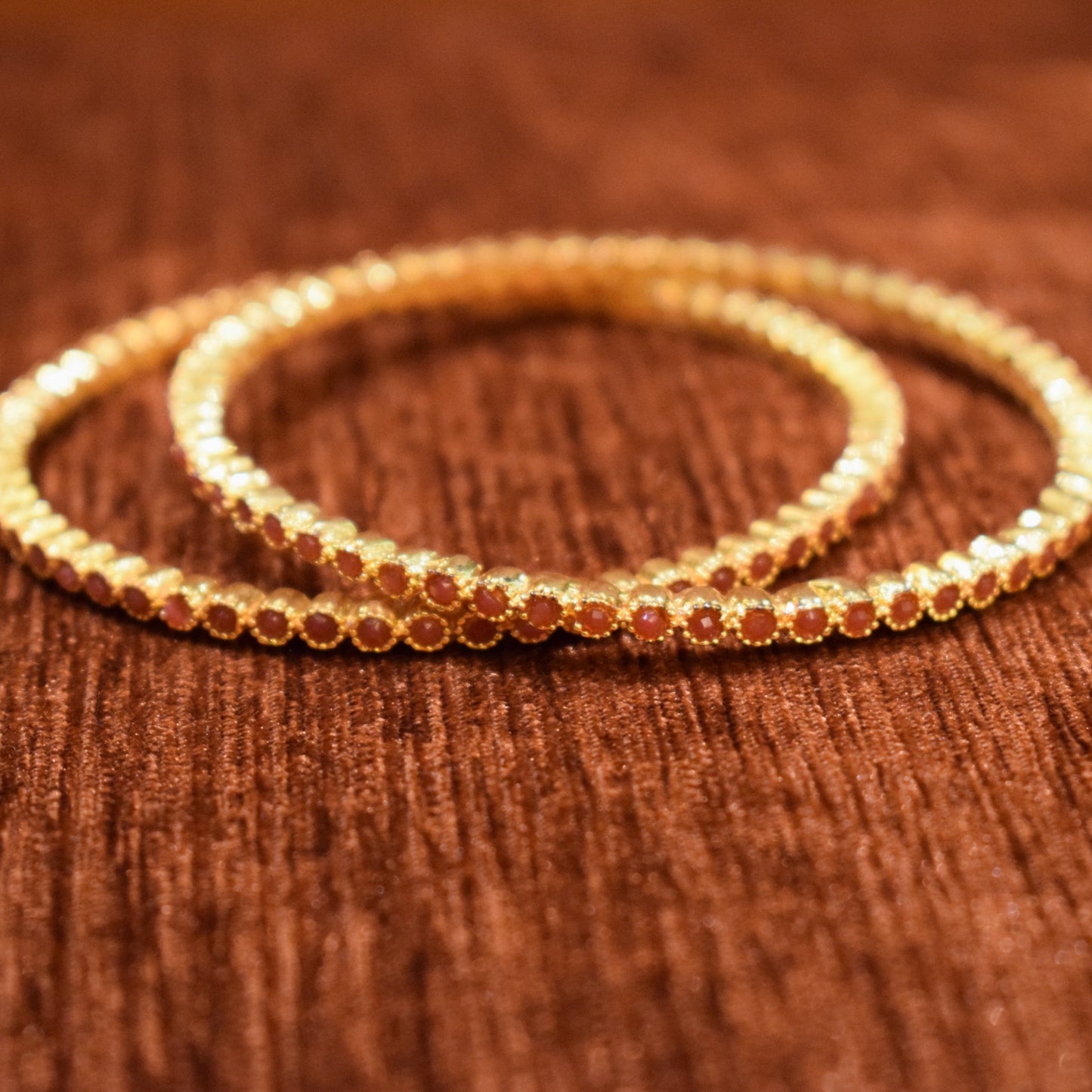 Red gem & Golden bangles - Size (2.5)