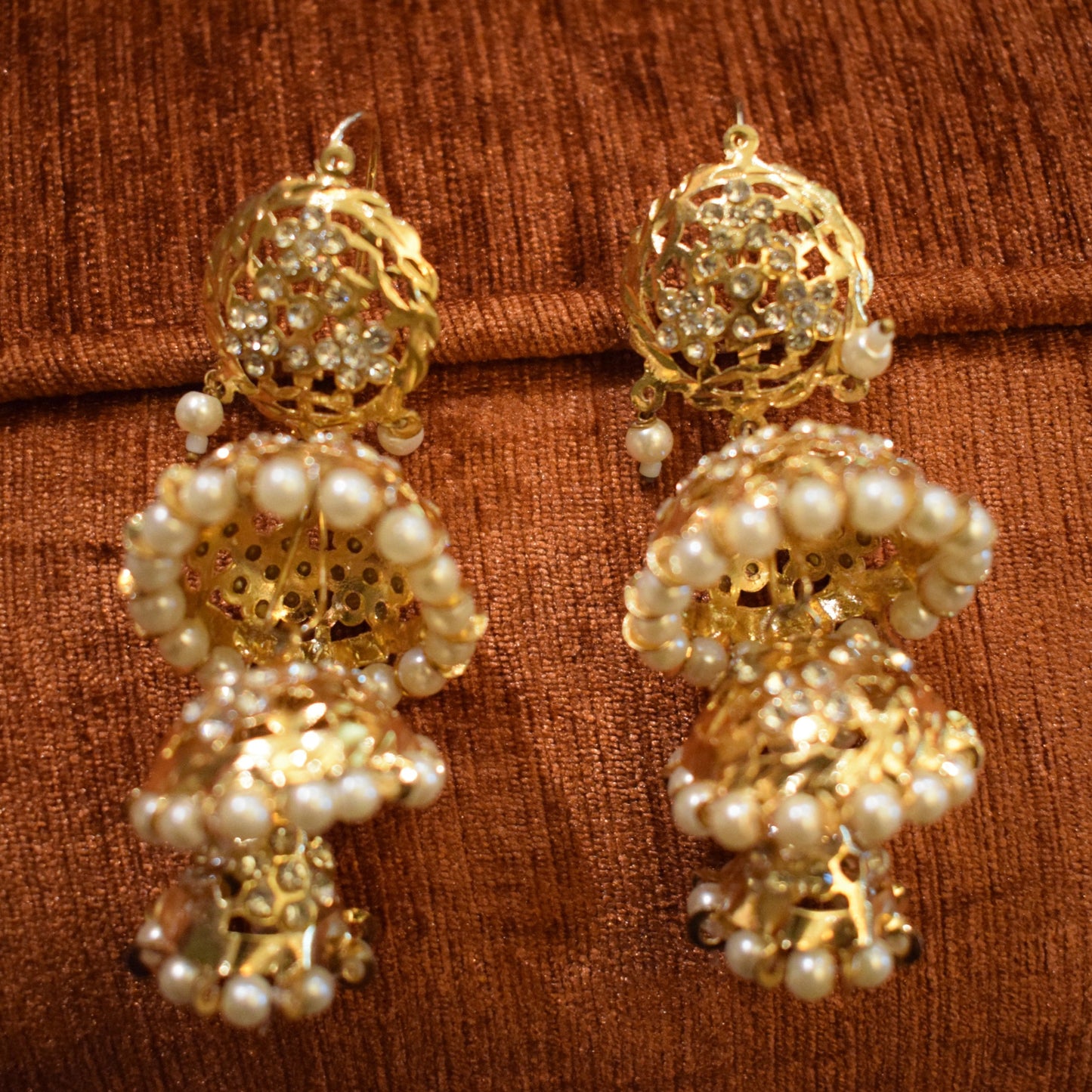 Pearl Jhumkas Earrings - Gold