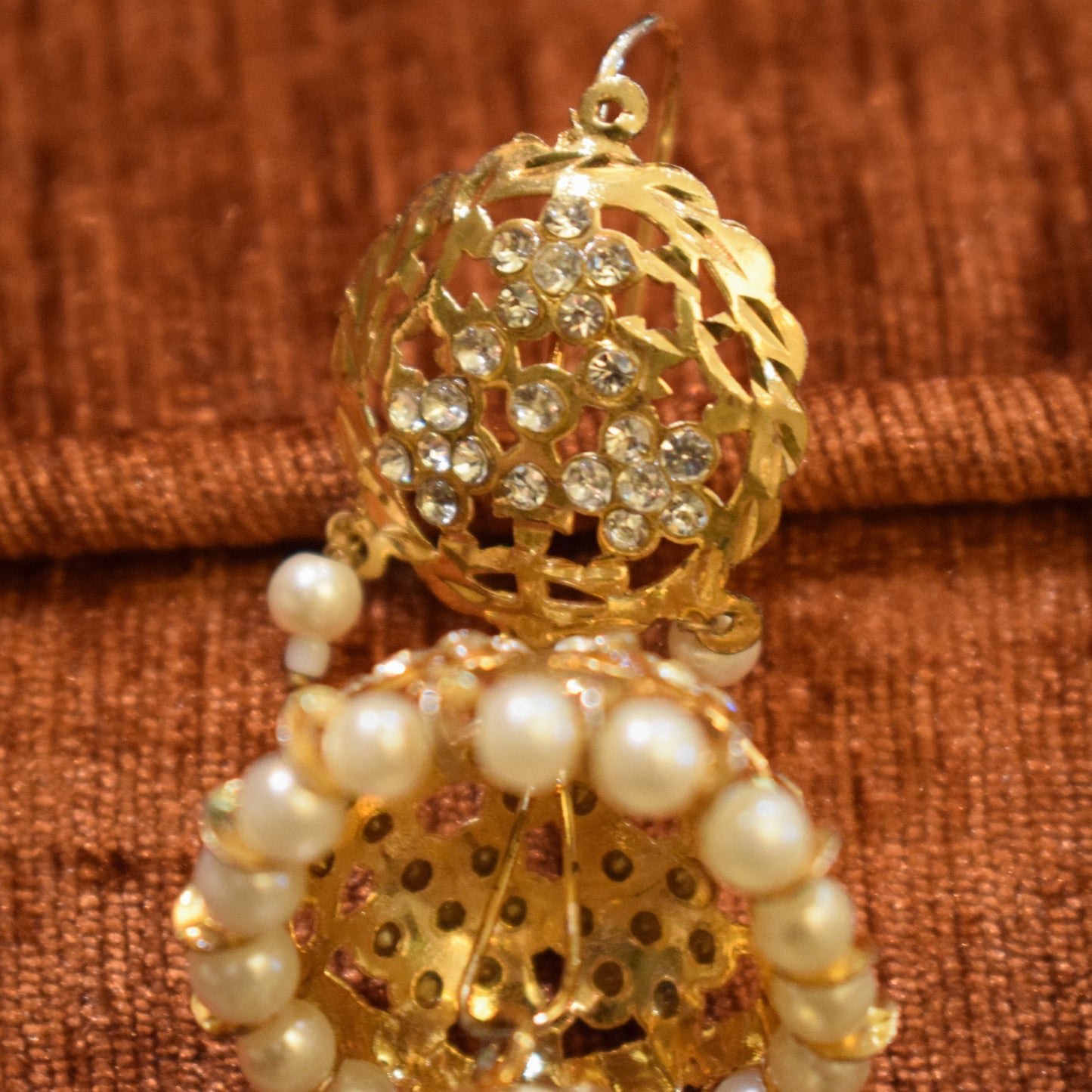 Pearl Jhumkas Earrings - Gold