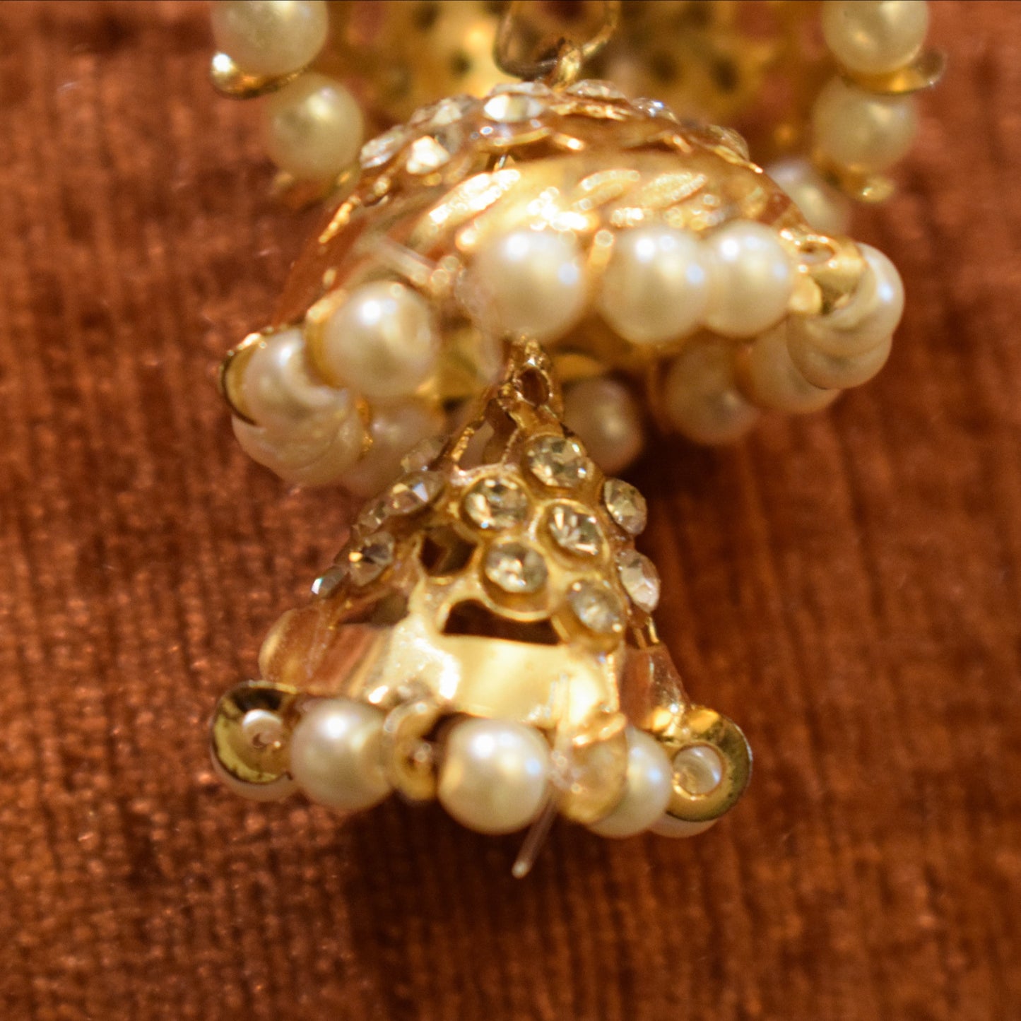 Pearl Jhumkas Earrings - Gold