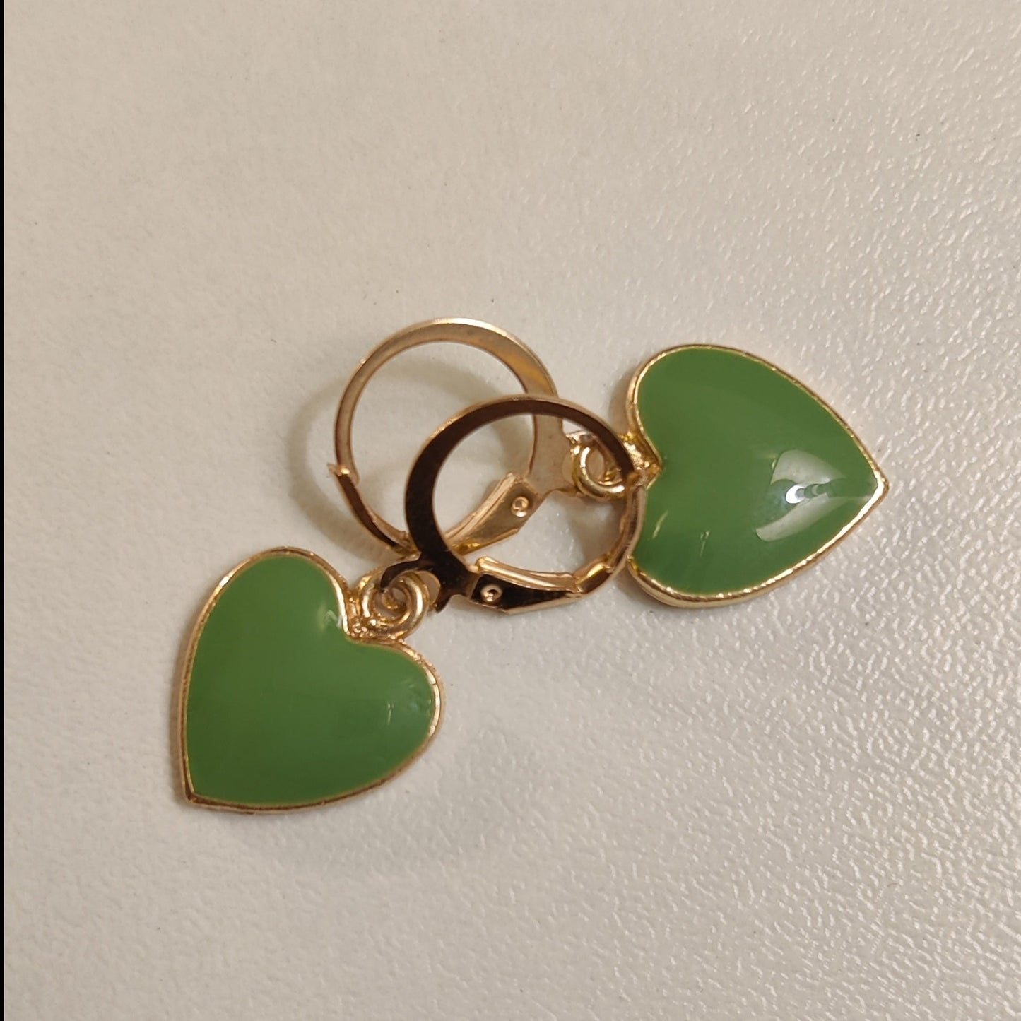 Hearts Earrings Green | Gold