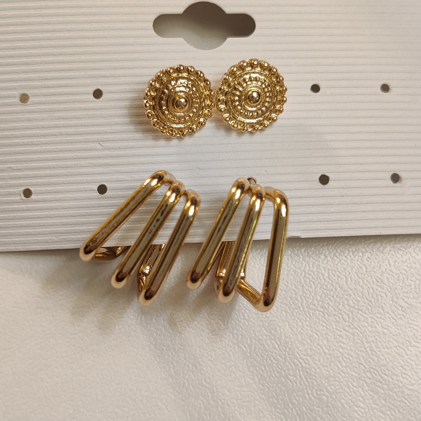 Multi Square Earrings & Studs | Gold