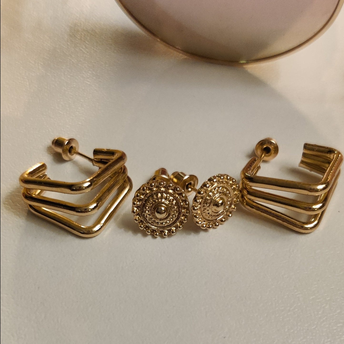 Multi Square Earrings & Studs | Gold