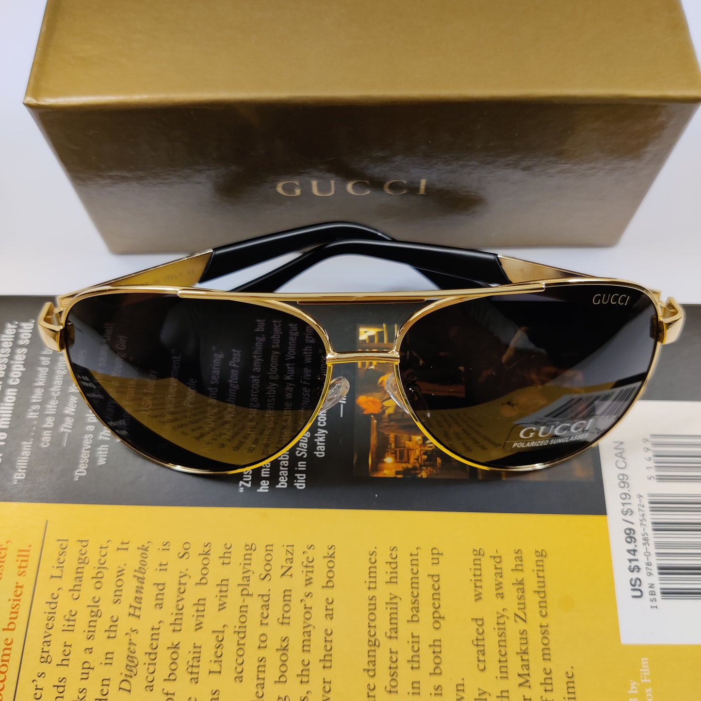 Bling Aviators - 4286 - Gucci - Polarized - Black/Gold