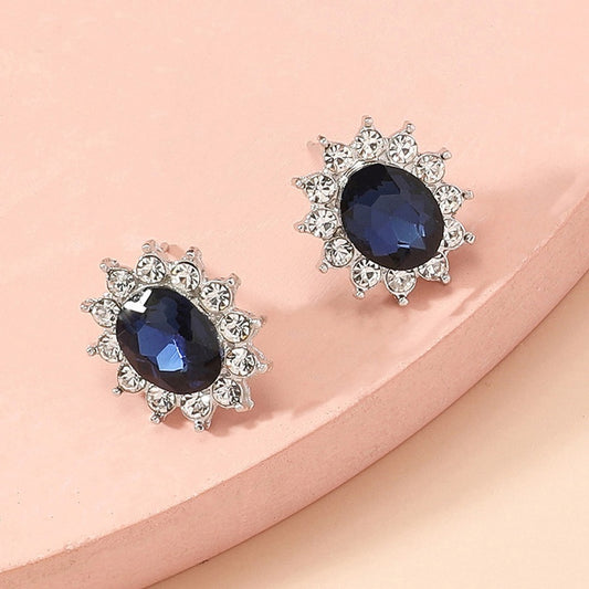 Rhinestone Gem Flower Earrings