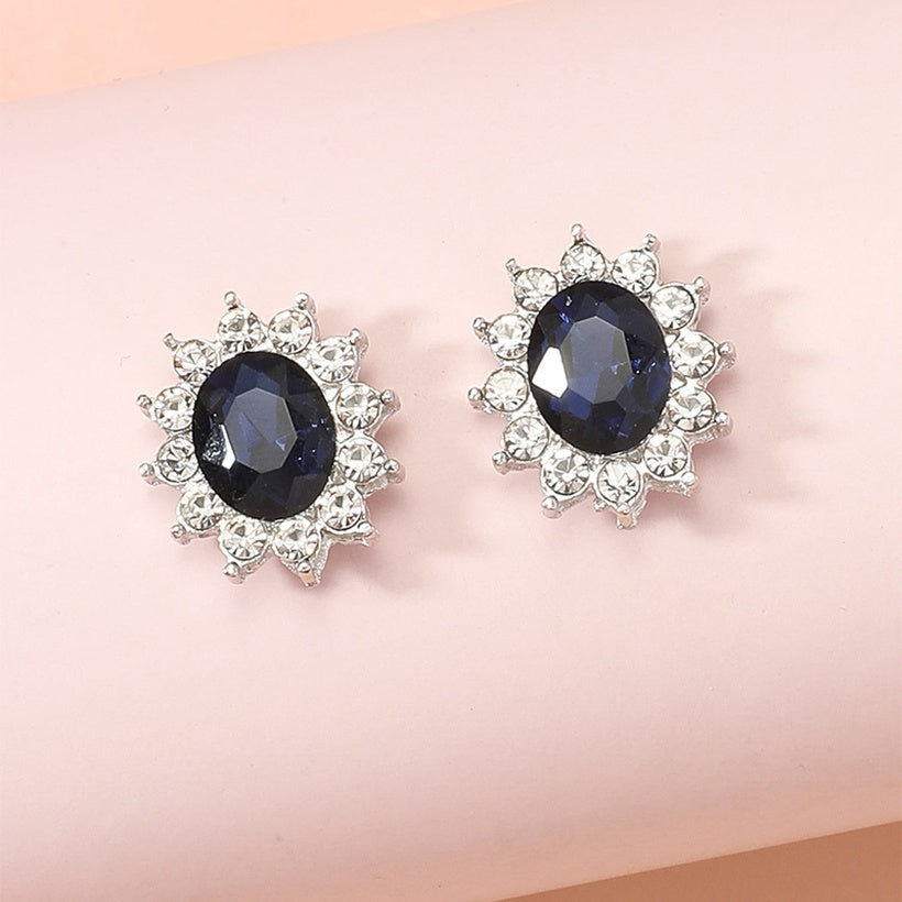 Rhinestone Gem Flower Earrings