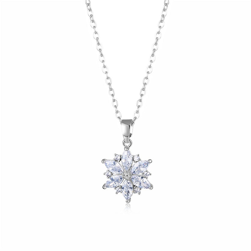 Sun Flower Zircon Necklace | Silver