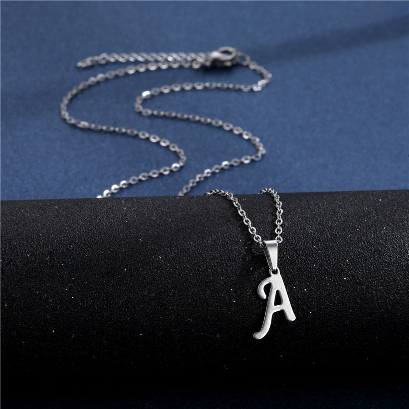 Alphabet Necklaces - Letter Necklaces - Stainless Steel - A-Z - Silver