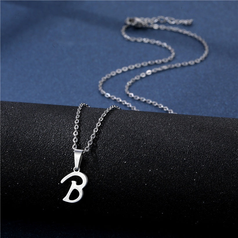 Alphabet Necklaces - Letter Necklaces - Stainless Steel - A-Z - Silver