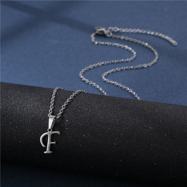 Alphabet Necklaces - Letter Necklaces - Stainless Steel - A-Z - Silver