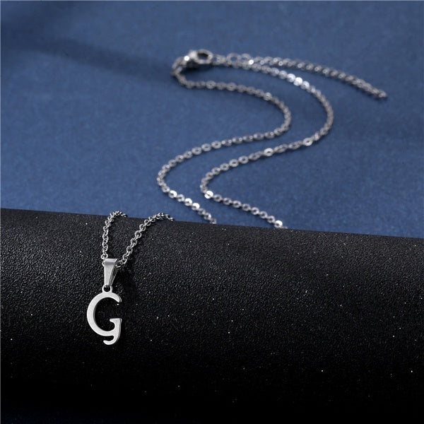 Alphabet Necklaces - Letter Necklaces - Stainless Steel - A-Z - Silver