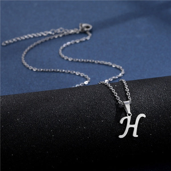 Alphabet Necklaces - Letter Necklaces - Stainless Steel - A-Z - Silver