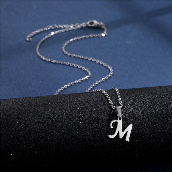 Alphabet Necklaces - Letter Necklaces - Stainless Steel - A-Z - Silver