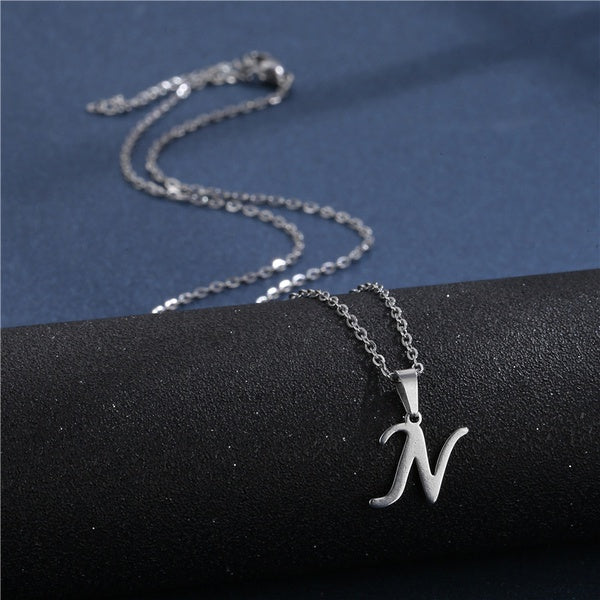 Alphabet Necklaces - Letter Necklaces - Stainless Steel - A-Z - Silver