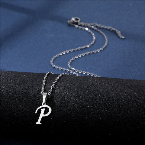 Alphabet Necklaces - Letter Necklaces - Stainless Steel - A-Z - Silver