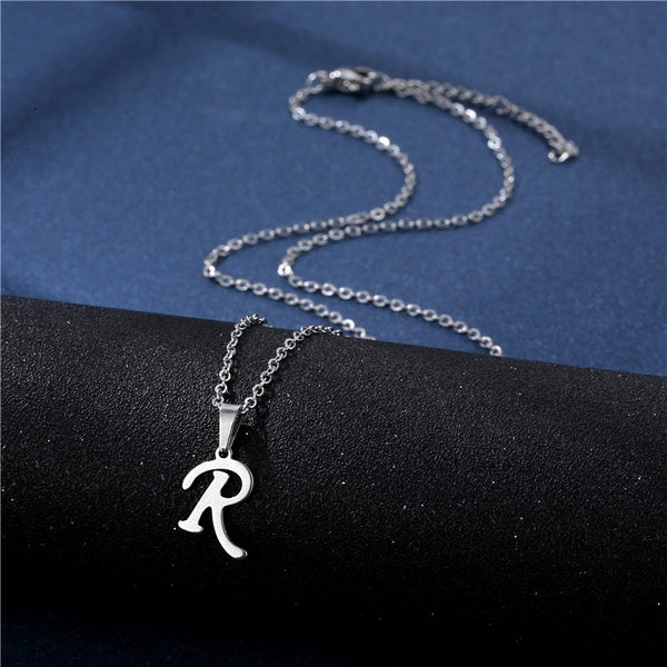 Alphabet Necklaces - Letter Necklaces - Stainless Steel - A-Z - Silver