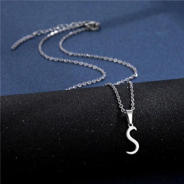 Alphabet Necklaces - Letter Necklaces - Stainless Steel - A-Z - Silver