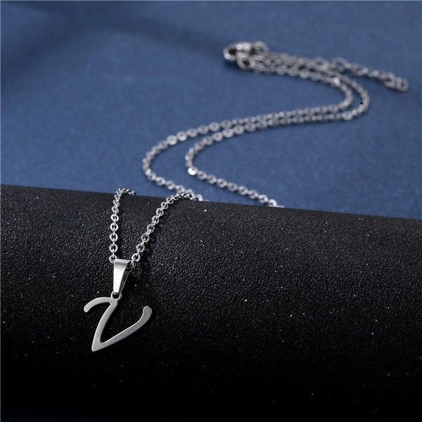 Alphabet Necklaces - Letter Necklaces - Stainless Steel - A-Z - Silver