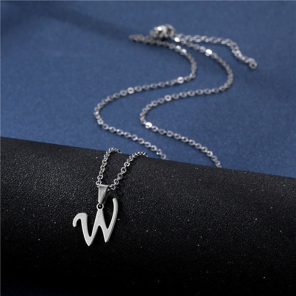 Alphabet Necklaces - Letter Necklaces - Stainless Steel - A-Z - Silver