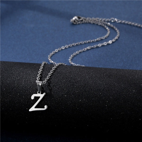 Alphabet Necklaces - Letter Necklaces - Stainless Steel - A-Z - Silver