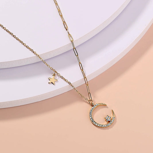 Classic Star Moon Necklace | Gold